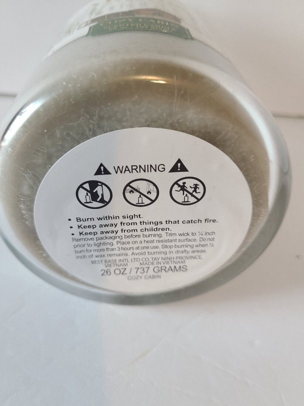 MARTHA STEWART "COZY CABIN"SCENTED JAR CANDLE -DOUBLE WICK- SIZE 26 OZ.-NEW-GRAY - Picture 5 of 5